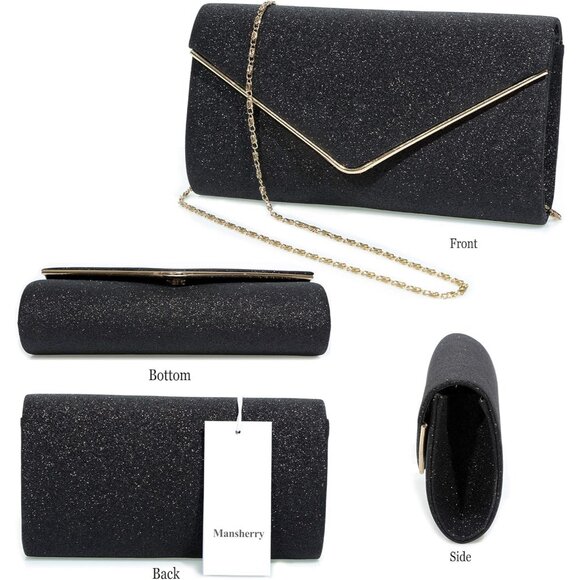 Womens Ladies Sparkling Party Handbag Evening Bag Clutch Purses - Picture 4 of 6